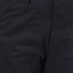 Crimsoune Club Black Cotton Regular Fit Mid Rise Cargo Trousers image 5