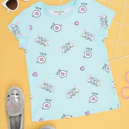 Pantaloons Junior Aruba Blue Cotton Printed T-Shirt-picture-46