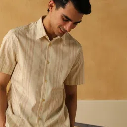 Andamen Beige Cotton Regular Fit Printed Shirt image 5