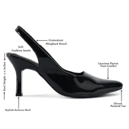 London Rag Women's Black Sling Back Stilettos image 5