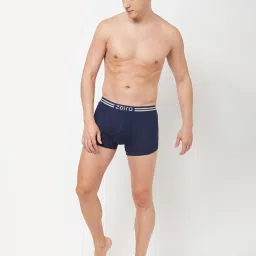 Zoiro Dark Denim & Dark Blue Cotton Regular Fit Trunks - Pack Of 2 image 5