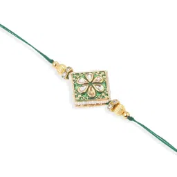 NVR Handmade Green Kundan Studded Bhaiya Bhabhi Rakhi Set, Combo for Rakshabandhan image 5