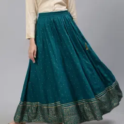 Jaipur Kurti Turquoise Blue Embroidered Skirt-picture-13