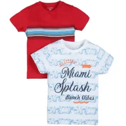 Plum Tree Kids Red & White Printed T-Shirt (Pack Of 2)-picture-40