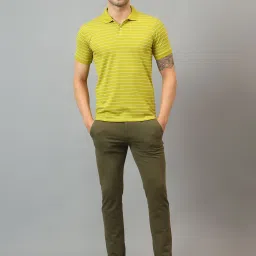 Cantabil Lime Green Regular Fit Striped Polo T-Shirt image 5