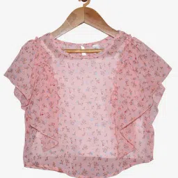 Kiddopanti Kids Peach Floral Print Top-picture-12