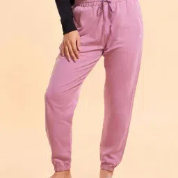 Enamor Dusky Orchid Cotton High Rise Joggers-image-43
