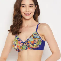 Clovia Blue Printed Full Coverage Non-Wired T-Shirt Bra-picture-39