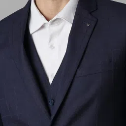 Louis Philippe Navy Slim Fit Checks Three Piece Suit image 5