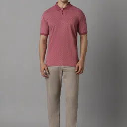 Louis Philippe Pink Regular Fit Printed Polo T-Shirt image 5