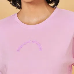 Ajile by Pantaloons Pink Cotton Printed Sports Cropped T-Shirt image 5