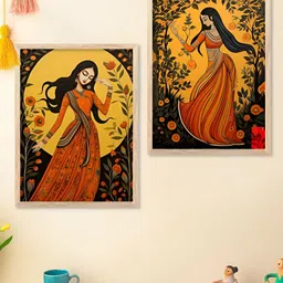 Kotart Yellow & Orange 2 Piece Wooden Traditional Wall Arts-image-93