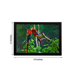 eCraftIndia Multicoloured Parrots Framed UV Wall Painting image 3
