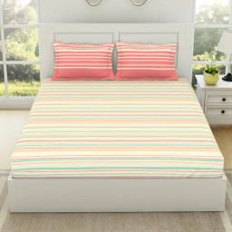 Spaces Gypsy Abstract Pink 144 TC Cotton Double Bedsheet With 2 Pillow Covers-picture-15