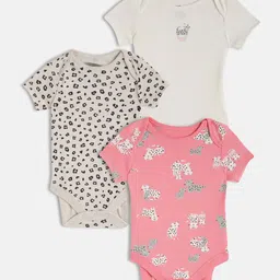 mothercare Infant Girls Pack of 3 Pink & Beige Pure Cotton Leopard Print Bodysuits-picture-39