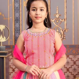 Aarika Girls Pink Embroidered Lehenga Choli Set image 5