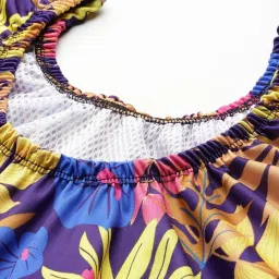 Aarika Yellow Nylon Printed Short Sleeves Plus Size Swimsuit image 5