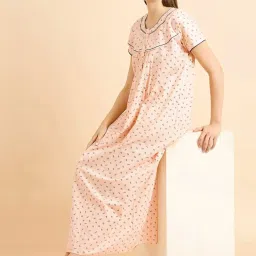 Sweet Dreams Peach Cotton Printed Nighty image 5
