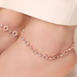 Zavya Radiant Circles 925 Sterling Silver Rose Gold-Plated Anklets-picture-49