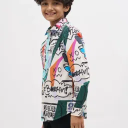 Jack & Jones Junior Boys Vanilla Cotton Abstract Print Regular Fit Shirt image 5