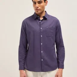 The Bear House Purple Slim Fit Solid Shirt-image-59