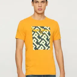 Pepe Jeans Rugby Yellow Slim Fit Graphic Print Cotton Crew T-Shirt-picture-29