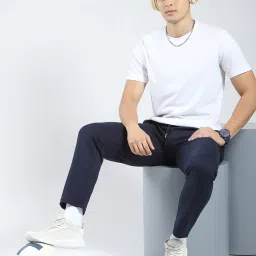 Rock.It Navy Blue Cotton Blend Regular Fit Solid Trackpants image 5