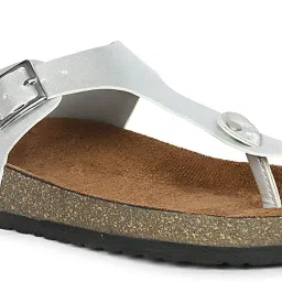 Mozafia Women's Silver T-Strap Sandals image 5