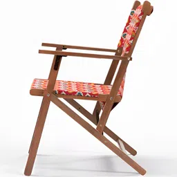 Chumbak Red & Beige Ikkat Bistro Folding Chair image 3