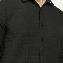 Campus Sutra Black Regular Fit Texture Shirt image 5