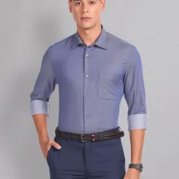 AD by Arvind Blue Regular Fit Textured Shirt-picture-33