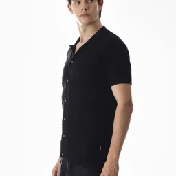Jack & Jones Black Cotton Regular Fit Texture Shirt image 3