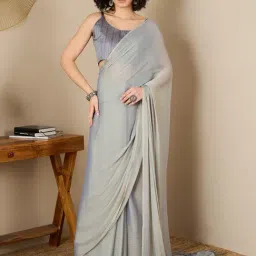 Saree Mall Grey Solid Sarees With Unstitched Blouse-picture-31