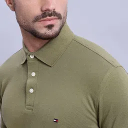 TOMMY HILFIGER Olive Solid Polo T-Shirt image 5