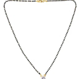 NVR Black Gold-Plated Beaded Mangalsutra with AD Stone for Women - Set of 2 image 5
