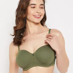 Clovia Green Cotton Balconette Bra image 5