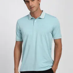Peter England Blue Regular Fit Polo T-Shirt-image-73