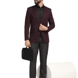 TAHVO Maroon Regular Fit Notch Lapel Blazer image 5