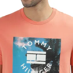 Tommy Hilfiger Peach Graphic Regular Fit T-Shirt image 5
