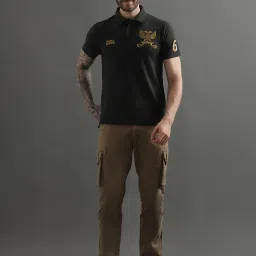 Royal Enfield 61st Cavalry Dark Green Regular Fit Printed Polo T-Shirt image 5