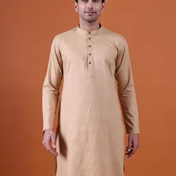 NAMASKAR Men Solid Festive Cotton Straight Kurta-image-97