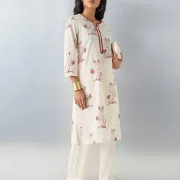 Utsa by Westside Off-White Floral Pattern Cotton Straight Kurta-image-35