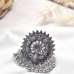 TEEJH Silver-Plated Oxidised Finger Ring-picture-19