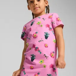 Puma Girls Pink Cotton Printed T-Shirt-image-4