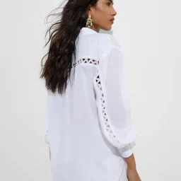 LOV by Westside White Lace-Detailed Cotton Shirt image 2
