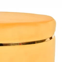 Shadowkart Beige Wooden Round Shaped Ottomans image 3