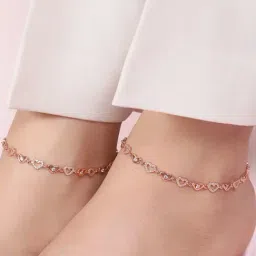 Zavya Heartfelt Charm Rose Gold Plated 925 Sterling Silver Anklet-picture-39