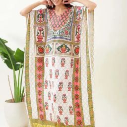 The Kaftan Company White Printed Kaftan-picture-4