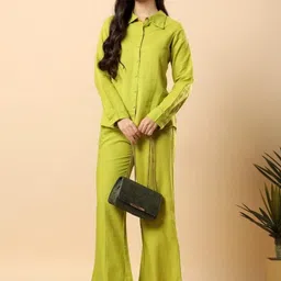 Angkor Women Cotton Long Sleeves Shirt With Trousers Co-Ord Set-picture-13