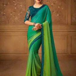 Saree Mall Green Embellished Sarees With Unstitched Blouse-picture-14